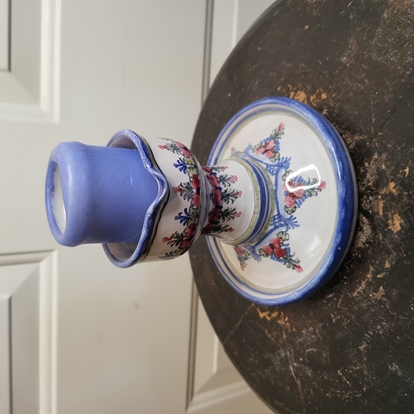 Keck Keramic Goldmedaille 1987 Pottery Candle Holder Germany Blue 4 3/4" - Picture 2 of 9